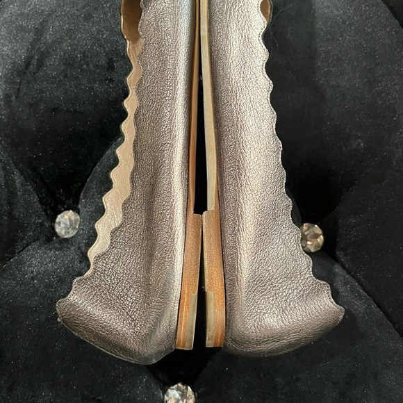 Chloe Shimmering Silver Scalloped Flats - Picture 4 of 14